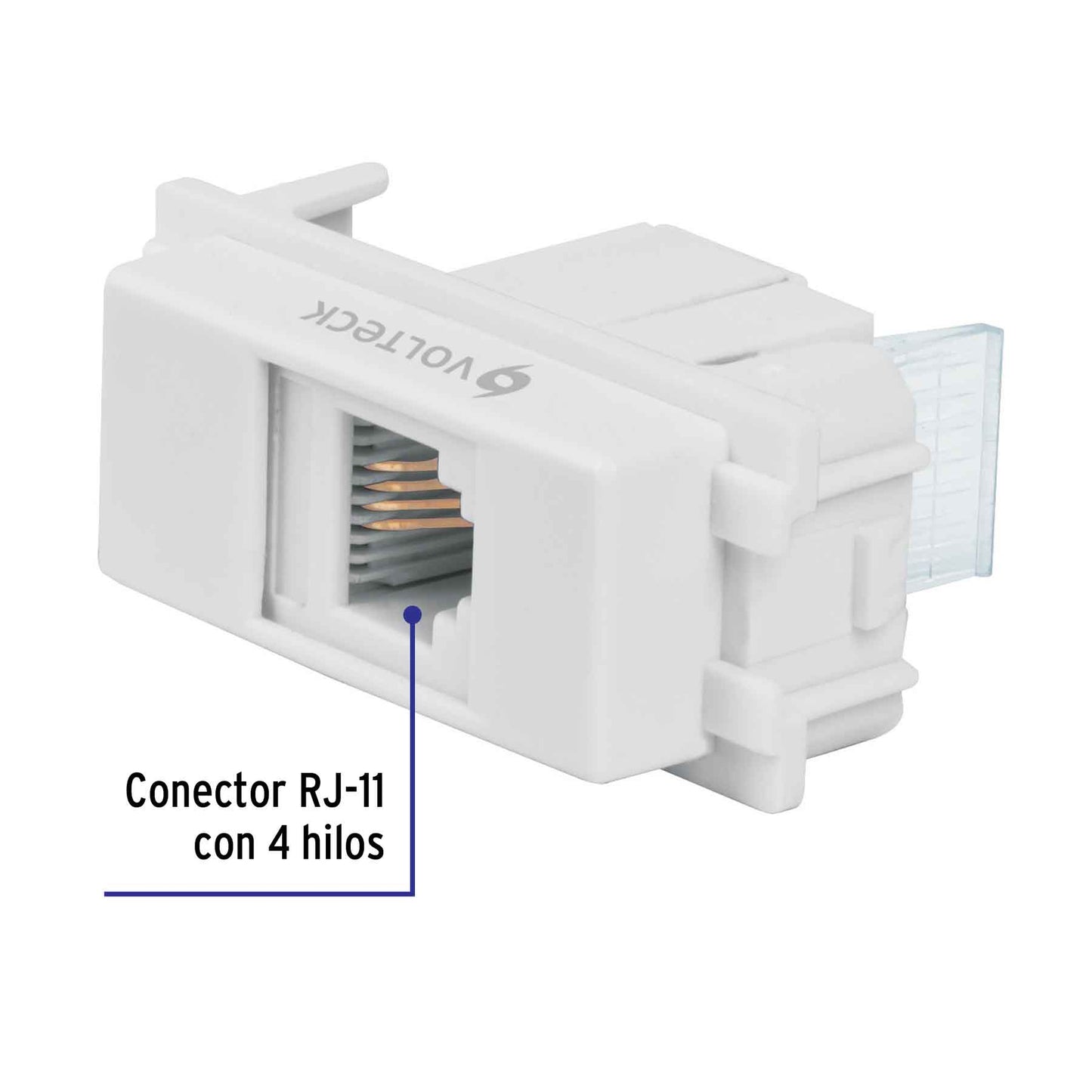 Toma de teléfono, línea Italiana, color blanco, Volteck | TE-IB | 48140