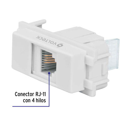 Toma de teléfono, línea Italiana, color blanco, Volteck | TE-IB | 48140