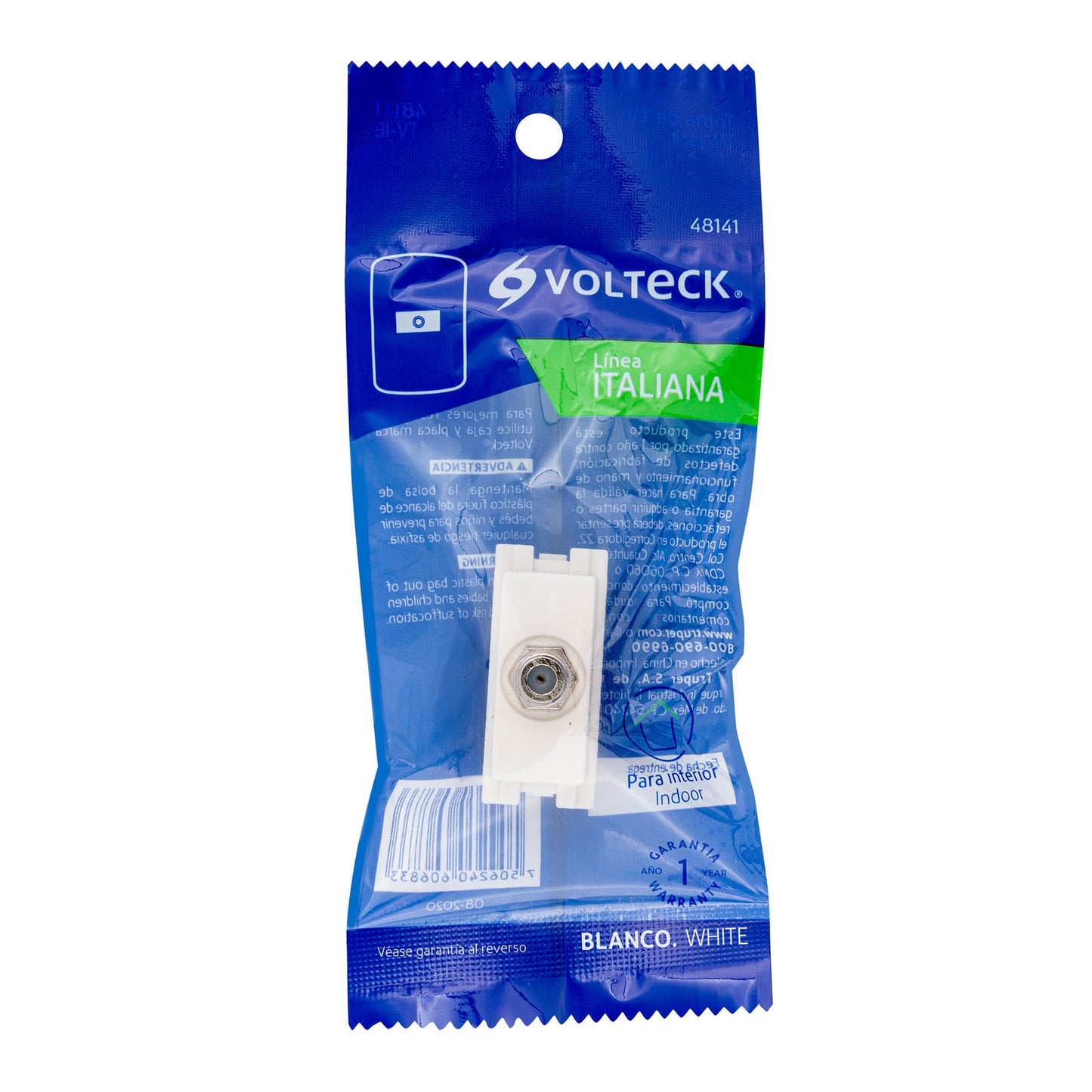 Toma de televisión, línea Italiana, color blanco, Volteck | TV-IB | 48141