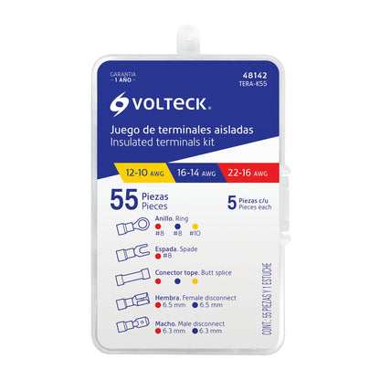 Juego de 55 terminales aisladas para cable, Volteck | TERA-K55 | 48142