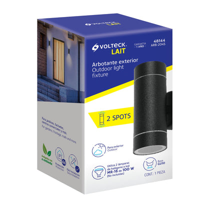 Arbotante de acento 2 spots negro, lámparas no incluidas | ARB-204S | 48144