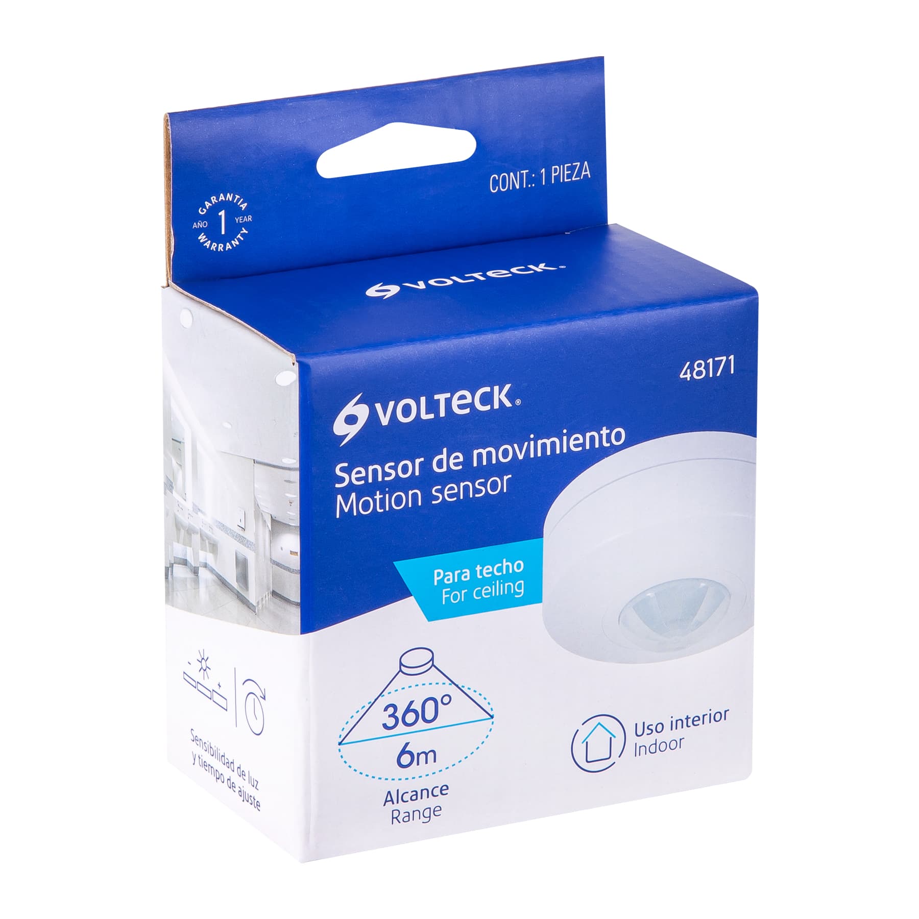 Sensor de movimiento para techo, alcance 6 m, Volteck | SEMO-6 | 48171