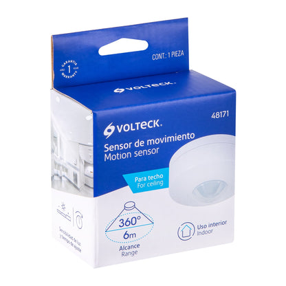 Sensor de movimiento para techo, alcance 6 m, Volteck | SEMO-6 | 48171