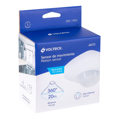 Sensor de movimiento para techo, alcance 20 m, Volteck | SEMO-20 | 48172