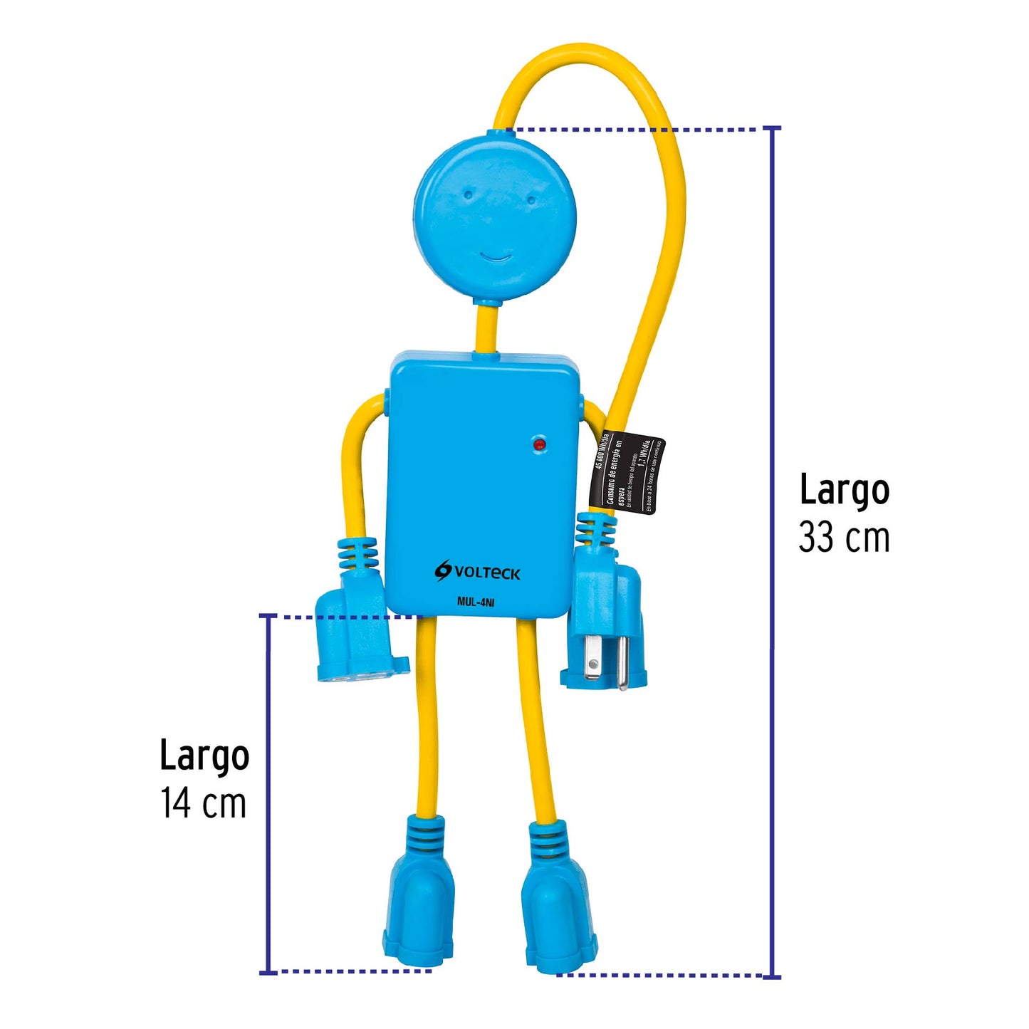 Multicontacto 16 AWG figura de niño con 4 entradas, Volteck | MUL-4NI | 48182