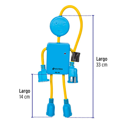 Multicontacto 16 AWG figura de niño con 4 entradas, Volteck | MUL-4NI | 48182