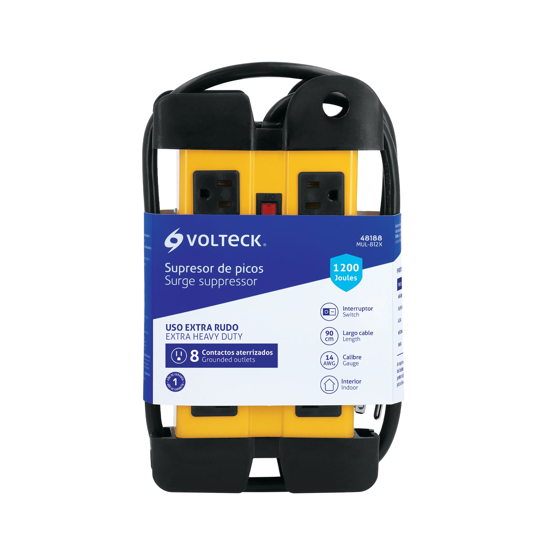 Multicontacto 14 AWG industrial supresor de picos 8 entradas | MUL-812X | 48188