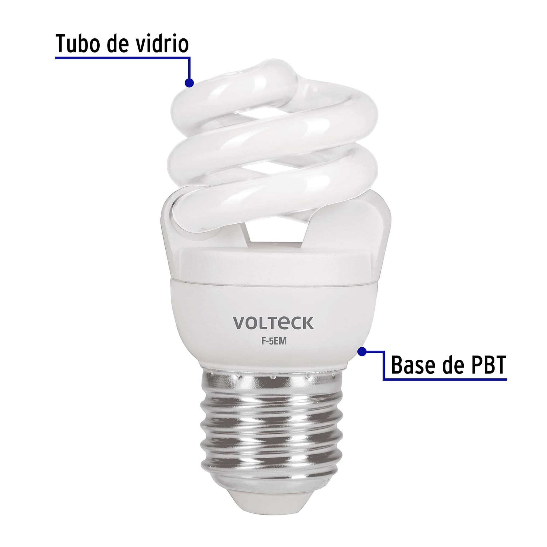 Lámpara espiral mini T2 5 W luz de día en blíster, Volteck | F-5EM | 48200
