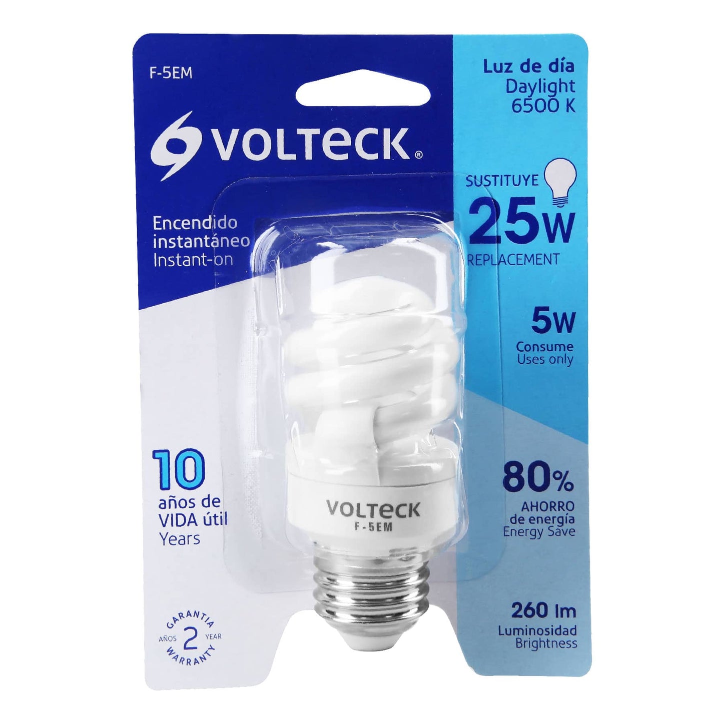 Lámpara espiral mini T2 5 W luz de día en blíster, Volteck | F-5EM | 48200