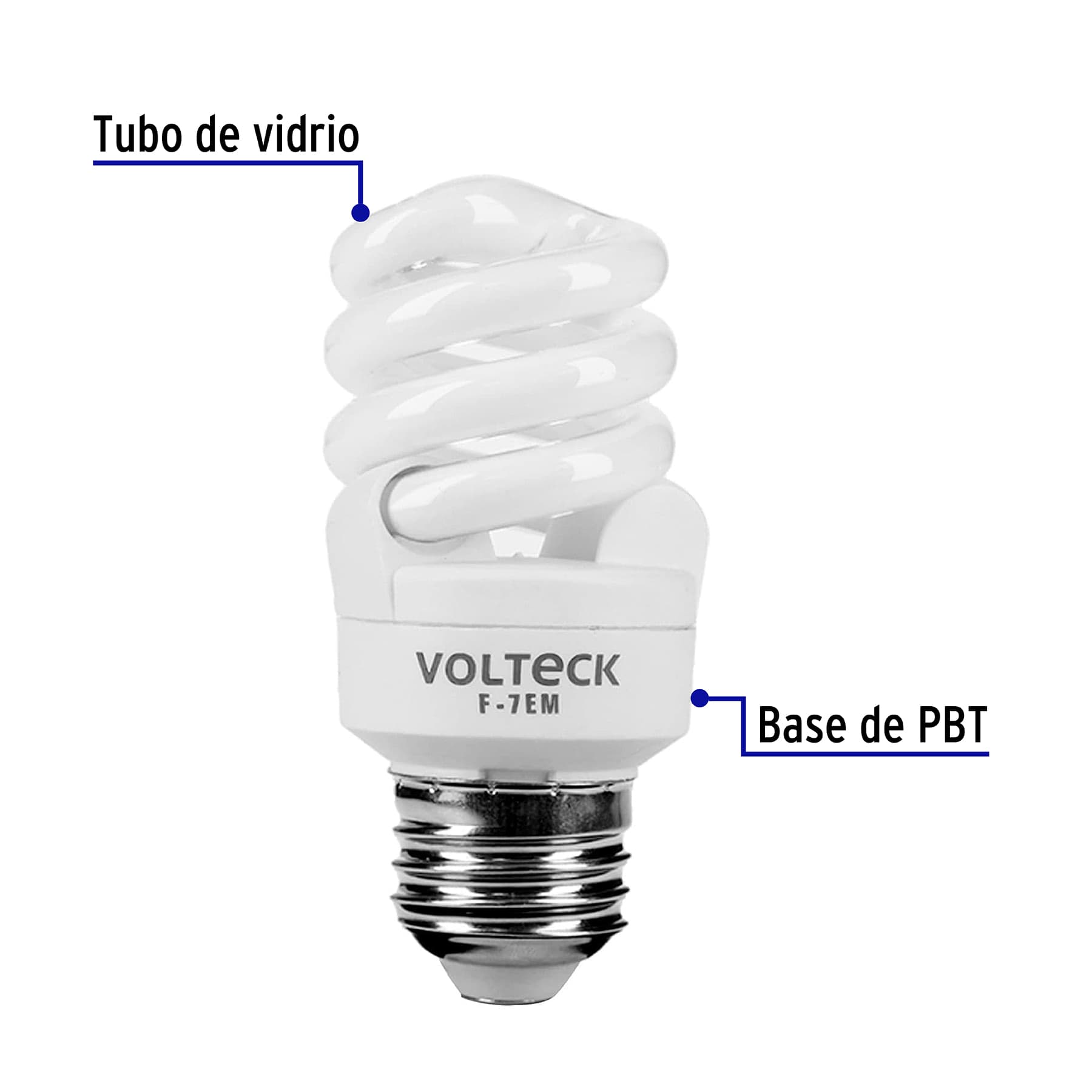 Lámpara espiral mini T2 7 W luz de día en blíster, Volteck | F-7EM | 48202