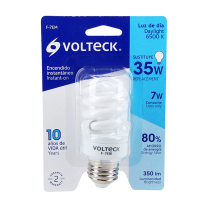 Lámpara espiral mini T2 7 W luz de día en blíster, Volteck | F-7EM | 48202