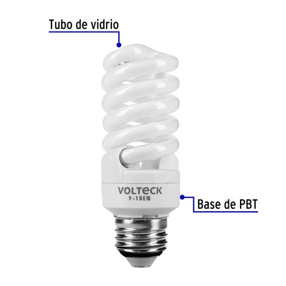 Lámpara espiral mini T2 15 W luz de día en blíster, Volteck | F-15EM | 48204