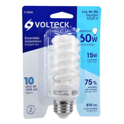 Lámpara espiral mini T2 15 W luz de día en blíster, Volteck | F-15EM | 48204