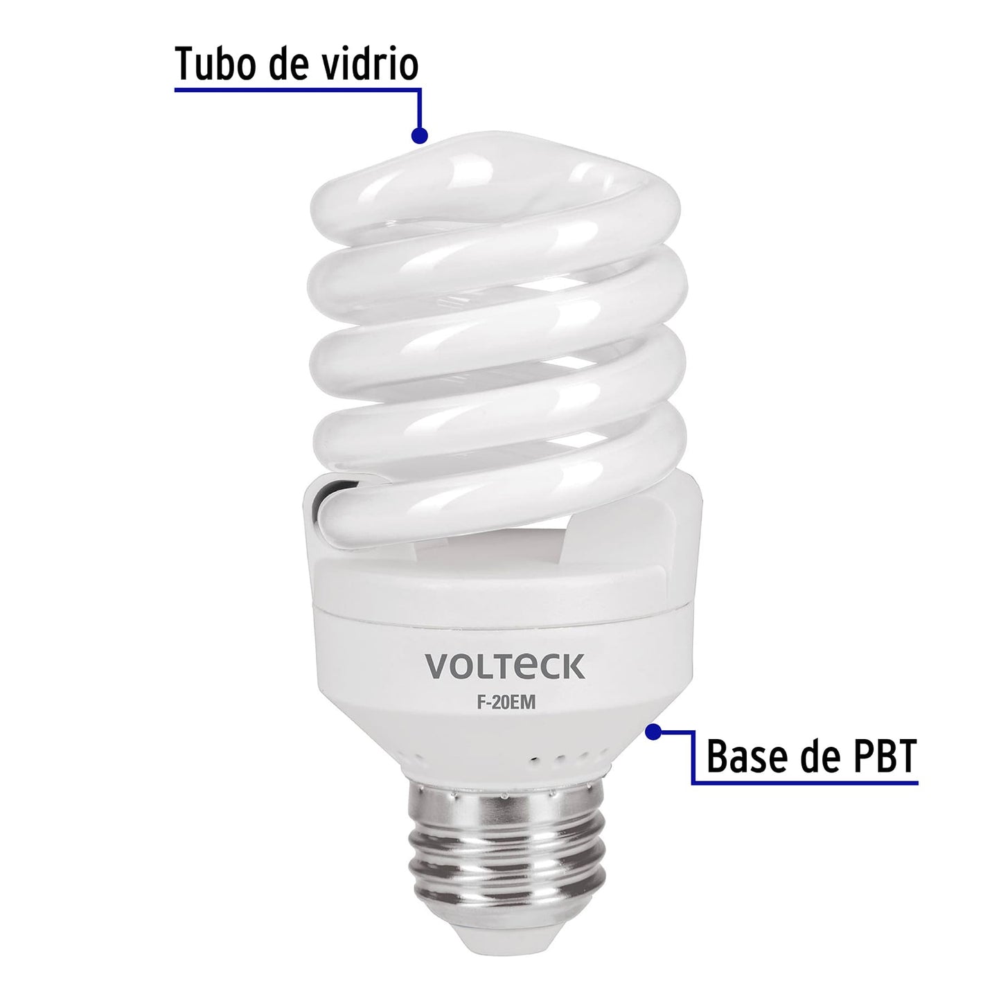 Lámpara espiral mini T2 20 W luz de día en blíster, Volteck | F-20EM | 48206