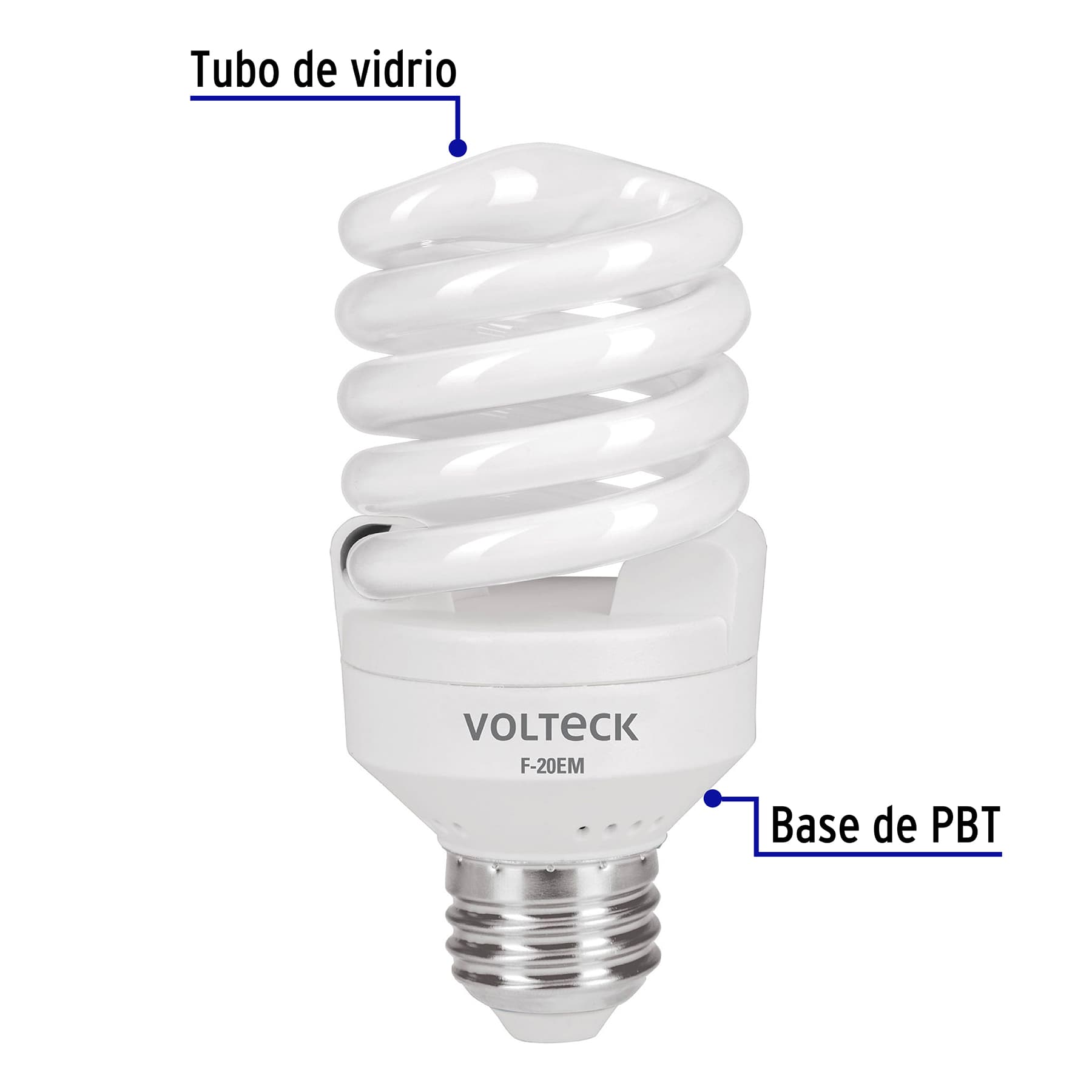 Lámpara espiral mini T2 20 W luz de día en blíster, Volteck | F-20EM | 48206