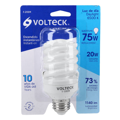 Lámpara espiral mini T2 20 W luz de día en blíster, Volteck | F-20EM | 48206
