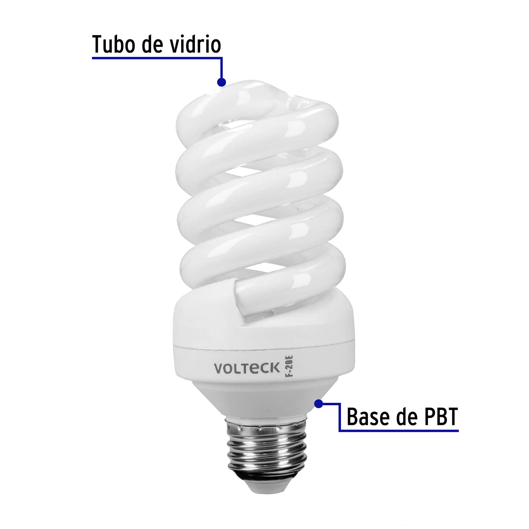 Lámpara espiral T4 20 W luz de día en blíster, Volteck | F-20E | 48213