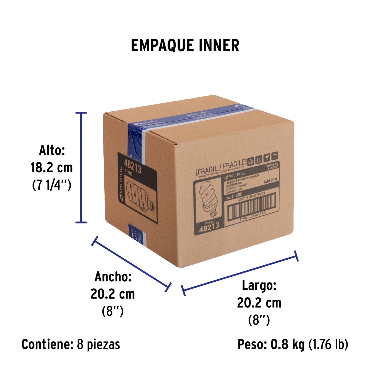 Lámpara espiral T4 20 W luz de día en blíster, Volteck | F-20E | 48213