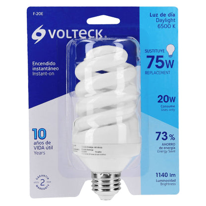 Lámpara espiral T4 20 W luz de día en blíster, Volteck | F-20E | 48213