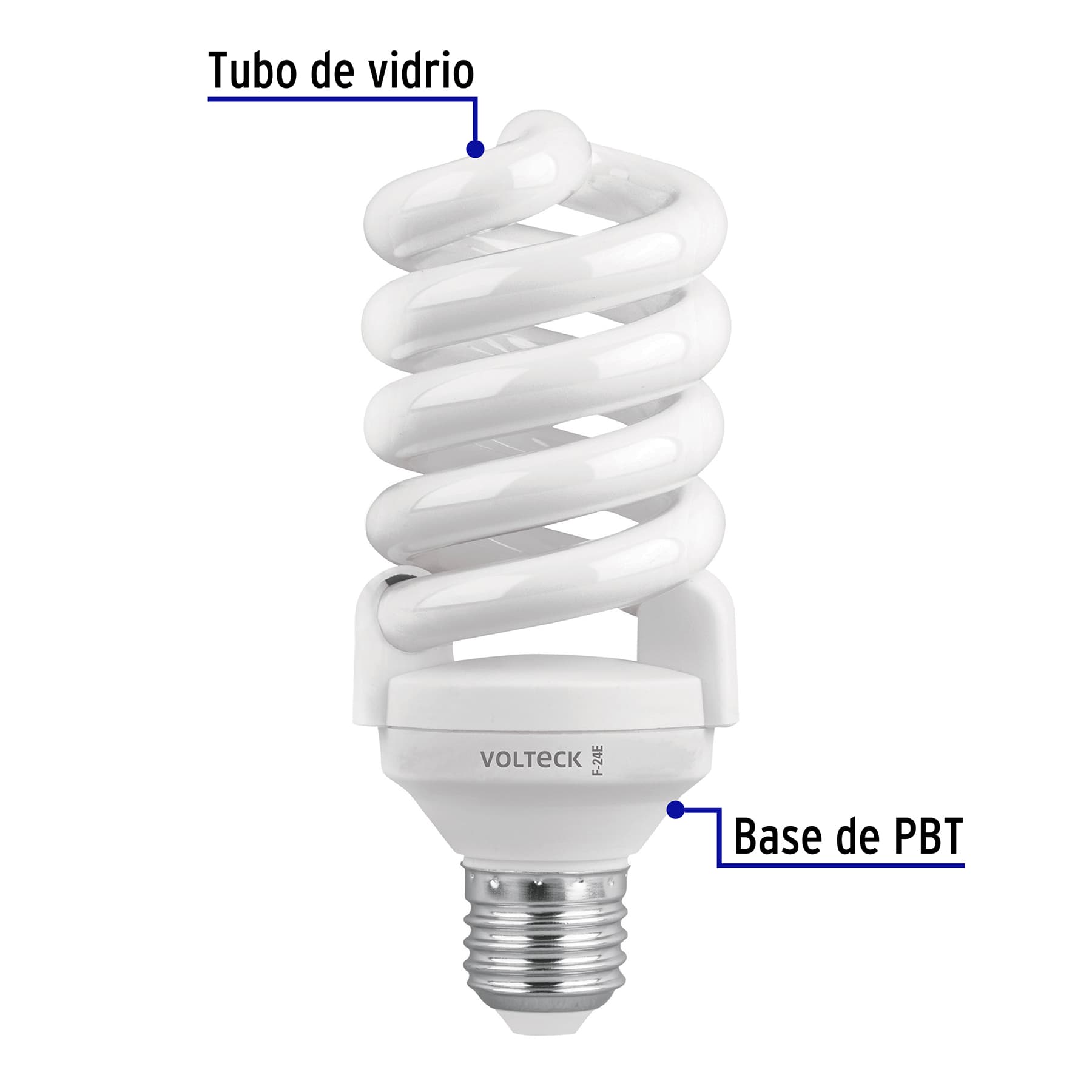 Lámpara espiral T4 24 W luz de día en blíster, Volteck | F-24E | 48215