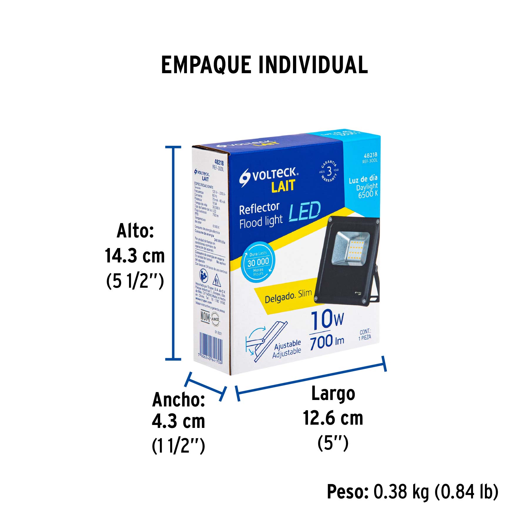 Reflector LED para exteriores 10W 6500K, VOLTECK | REF-300L | 48218
