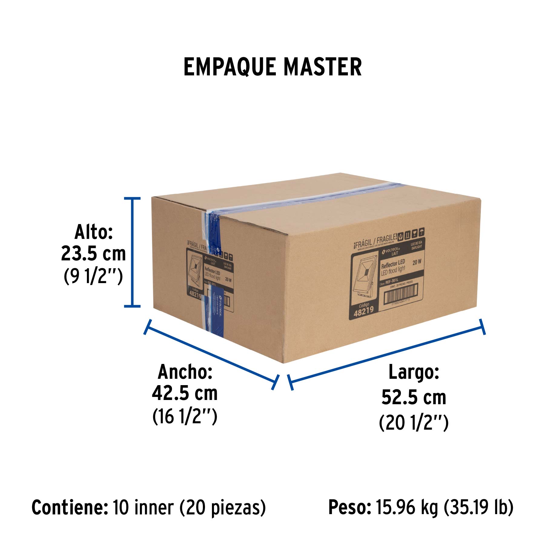 Reflector LED para exteriores 20W 6500K, VOLTECK | REF-301L | 48219