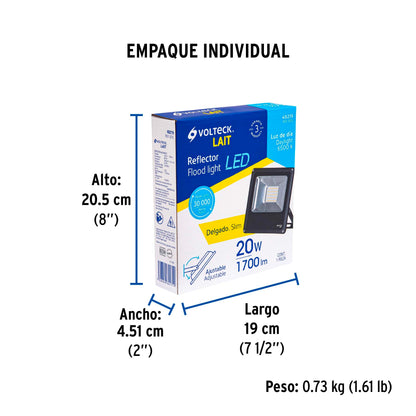 Reflector LED para exteriores 20W 6500K, VOLTECK | REF-301L | 48219