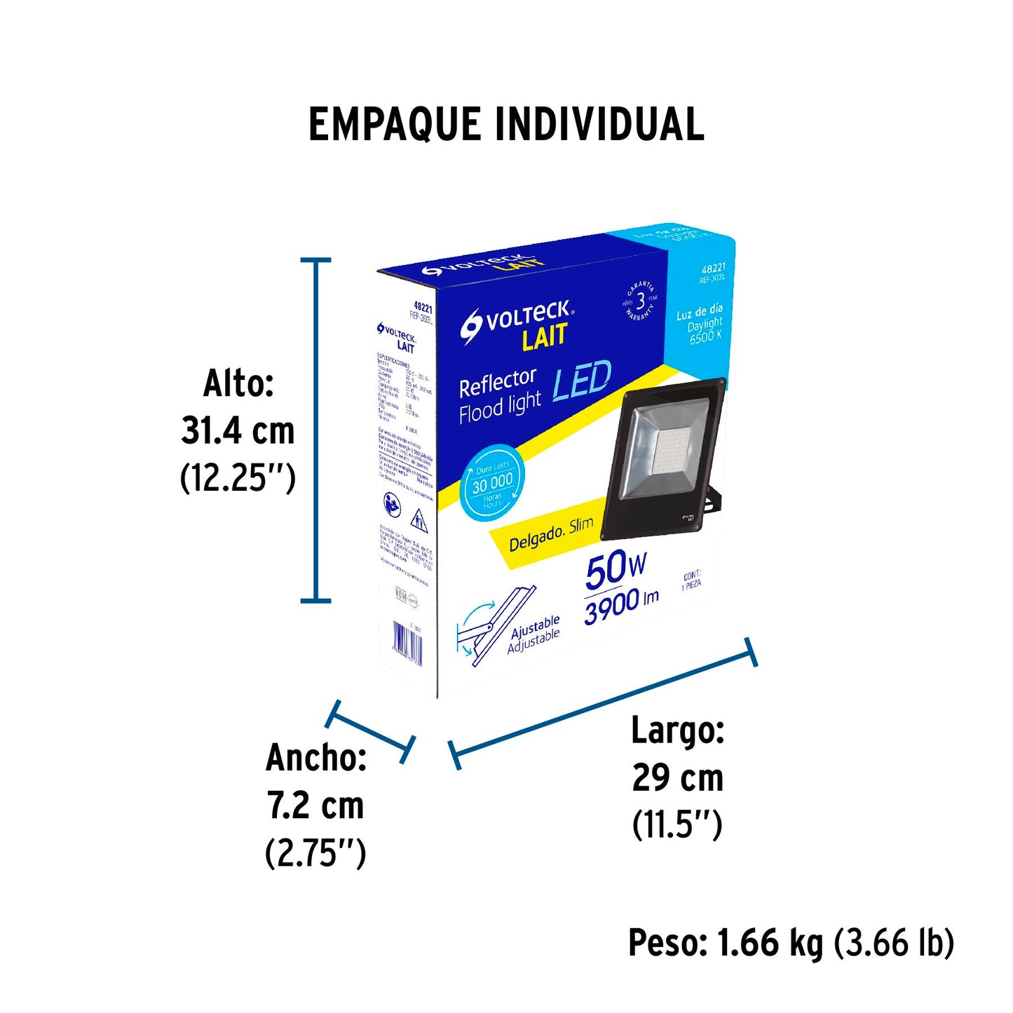 Reflector LED para exteriores 50W 6500K, VOLTECK | REF-303L | 48221