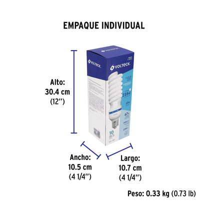 Lámpara espiral 65 W base mogul E39 220 V luz día, caja | F-65EXC | 48222
