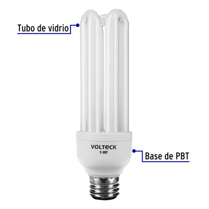 Lámpara triple T4 20 W luz de día en blíster, Volteck | F-20T | 48226