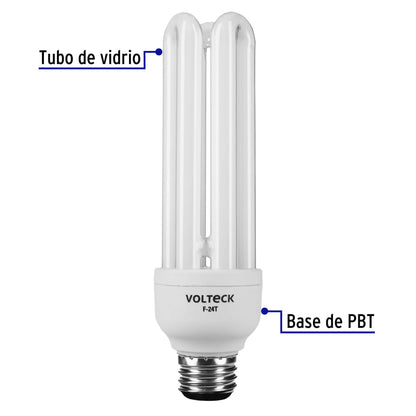 Lámpara triple T4 24 W luz de día en blíster, Volteck | F-24T | 48227