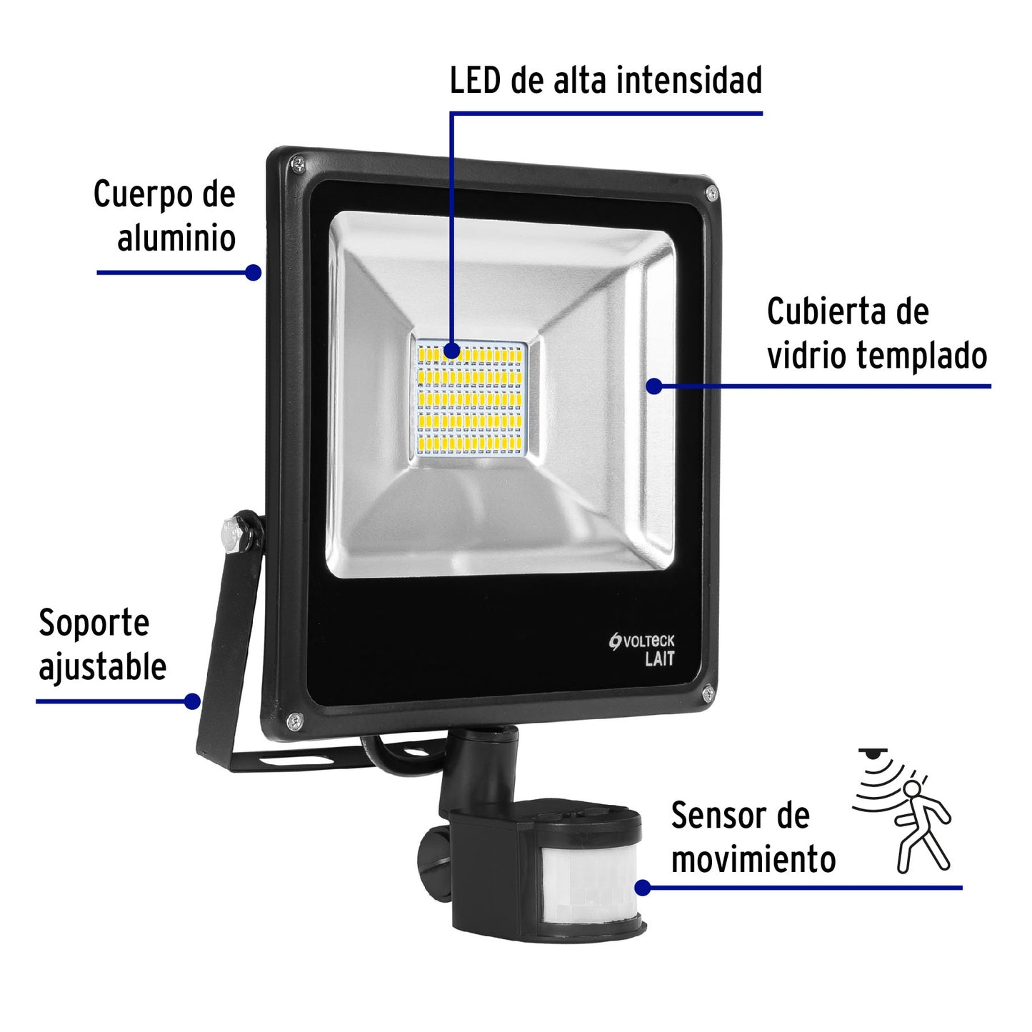 Reflector LED para exteriores 30W 6500K con sensor, VOLTECK | REF-902L | 48230