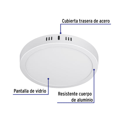 Luminario LED plafón18W 3000K, redondo, blanco, VOLTECK | PLA-207LC | 48258