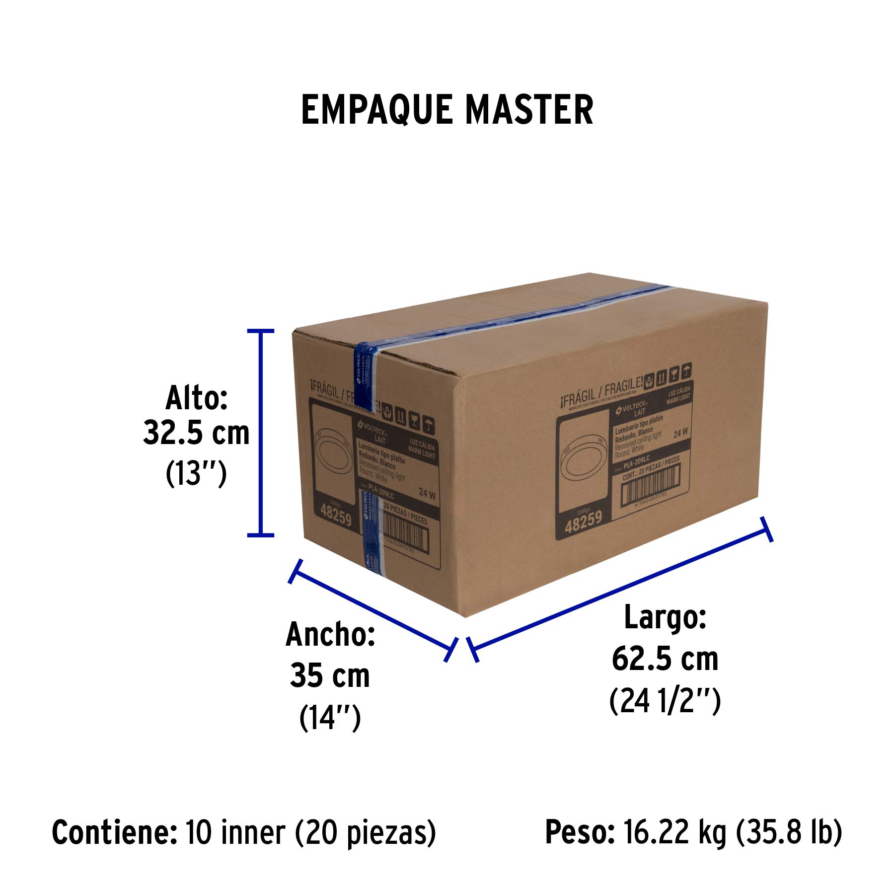 Luminario LED plafón24W 3000K, redondo, blanco, VOLTECK | PLA-209LC | 48259