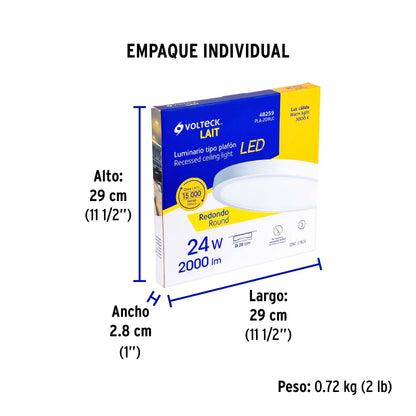 Luminario LED plafón24W 3000K, redondo, blanco, VOLTECK | PLA-209LC | 48259