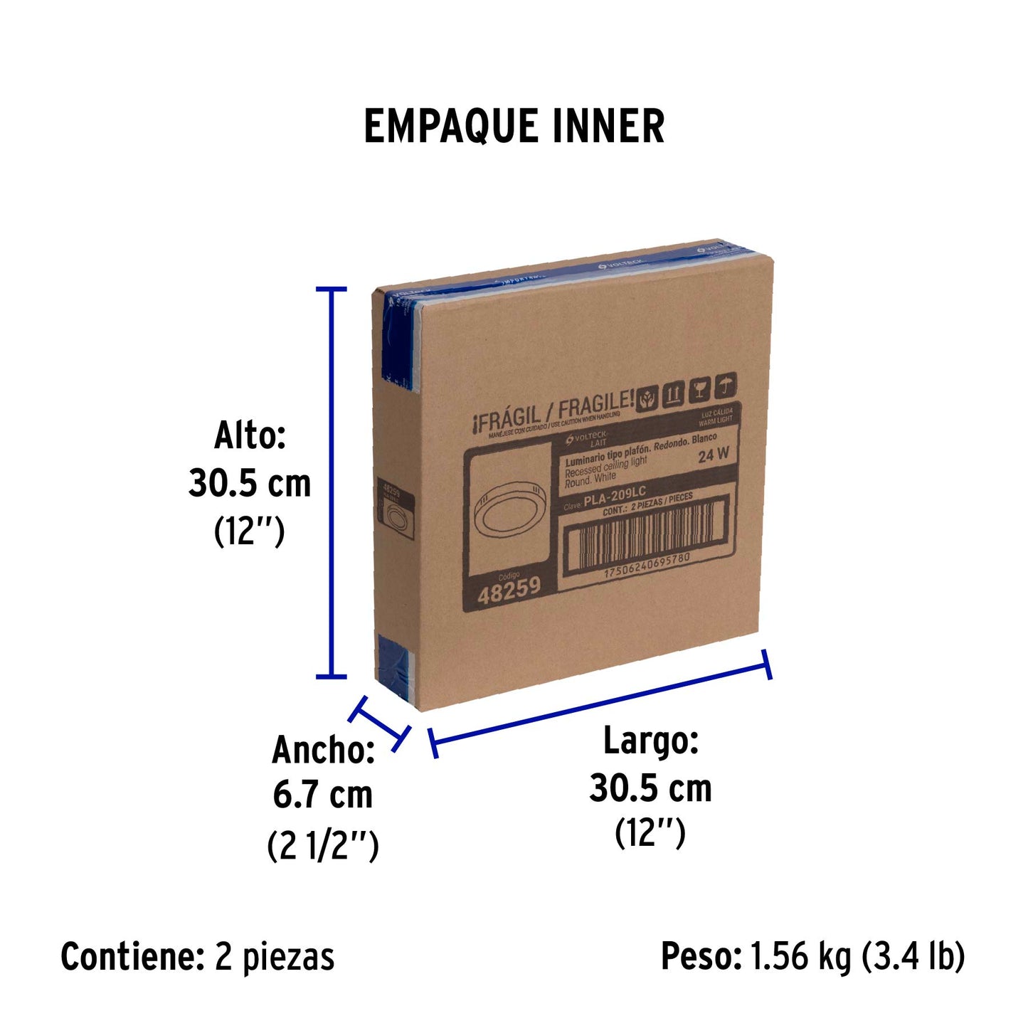 Luminario LED plafón24W 3000K, redondo, blanco, VOLTECK | PLA-209LC | 48259