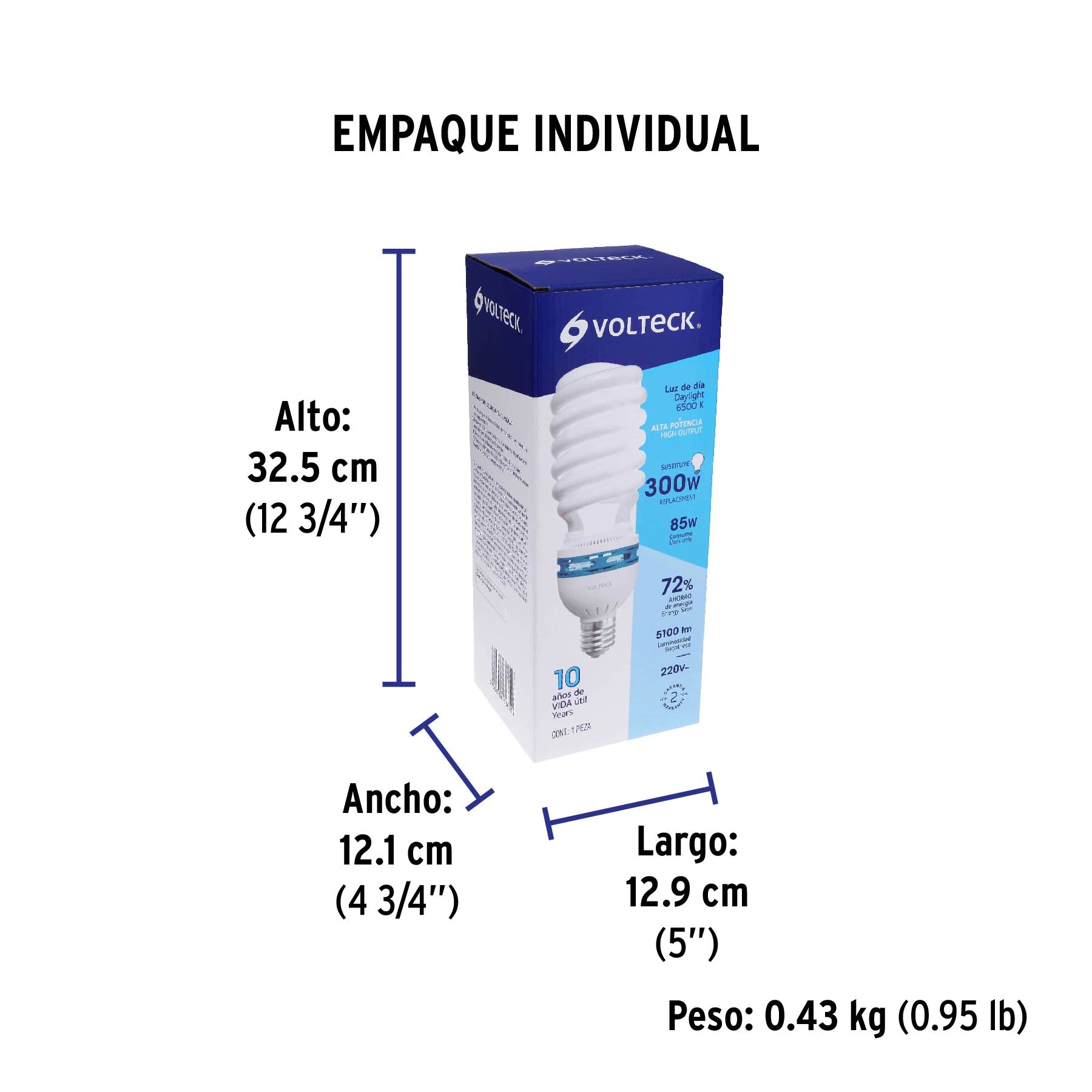 Lámpara espiral 85 W base mogul E39 220 V luz día, caja | F-85EXC | 48260