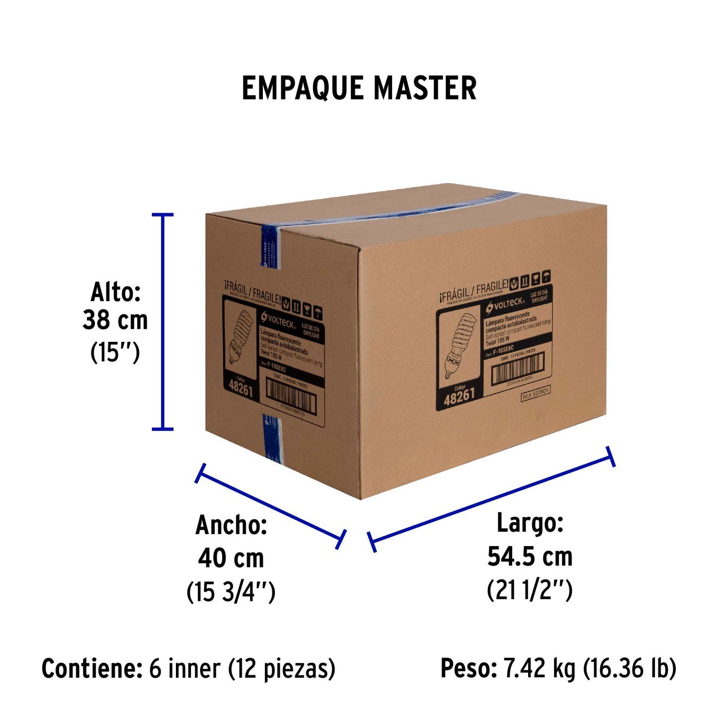 Lámpara espiral 105 W base mogul E39 220 V luz día, caja | F-105EXC | 48261
