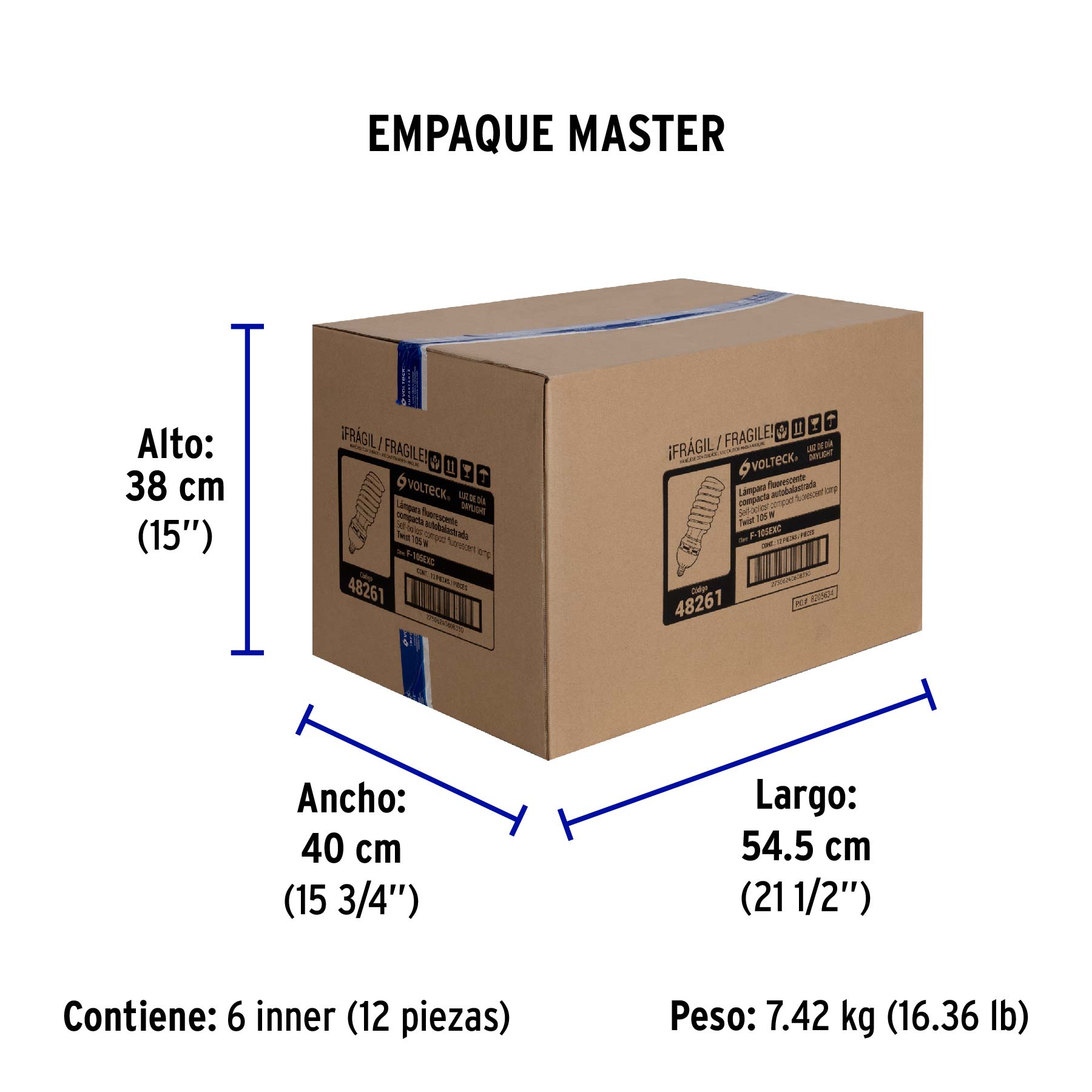 Lámpara espiral 105 W base mogul E39 220 V luz día, caja | F-105EXC | 48261