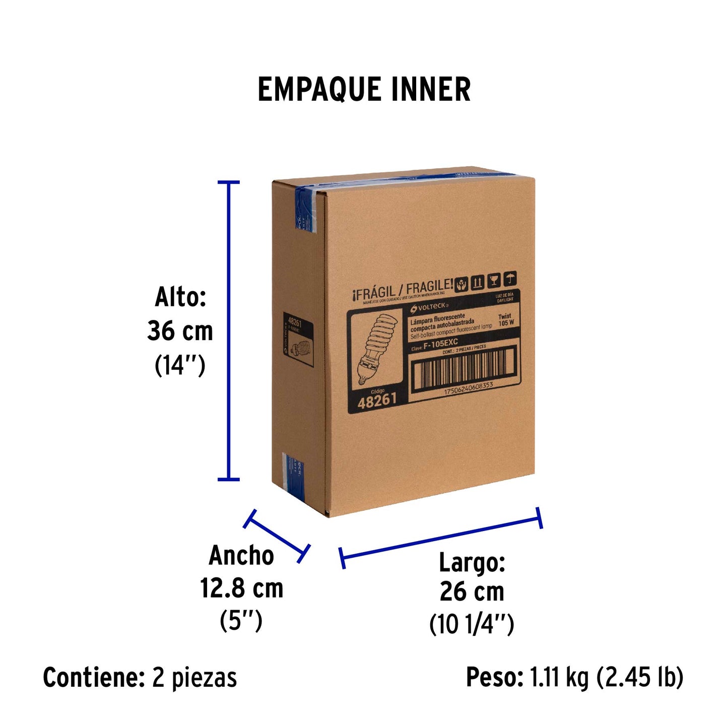 Lámpara espiral 105 W base mogul E39 220 V luz día, caja | F-105EXC | 48261