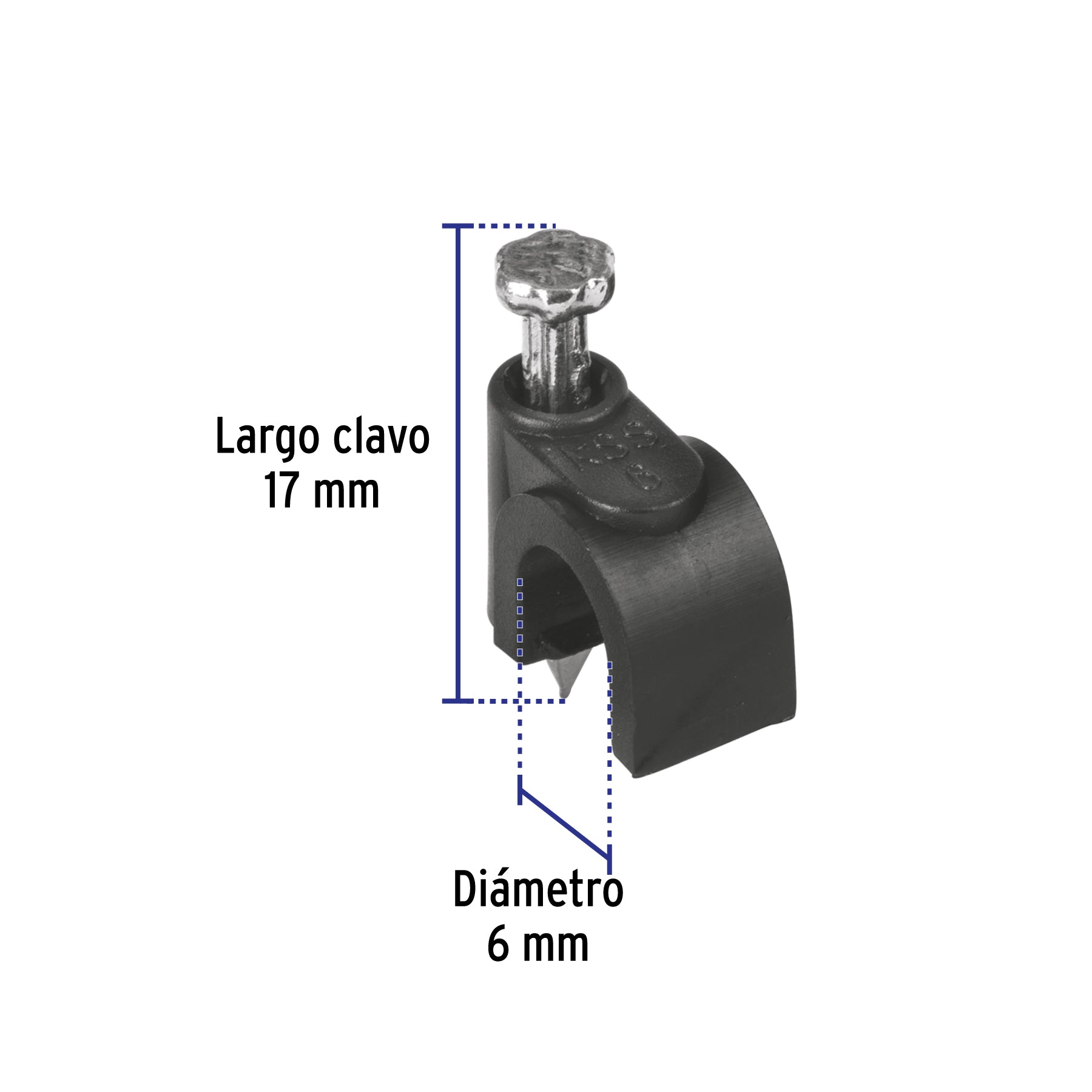 Bolsa con 20 grapas negras de 6 mm para cable redondo | GCU-6N | 48270