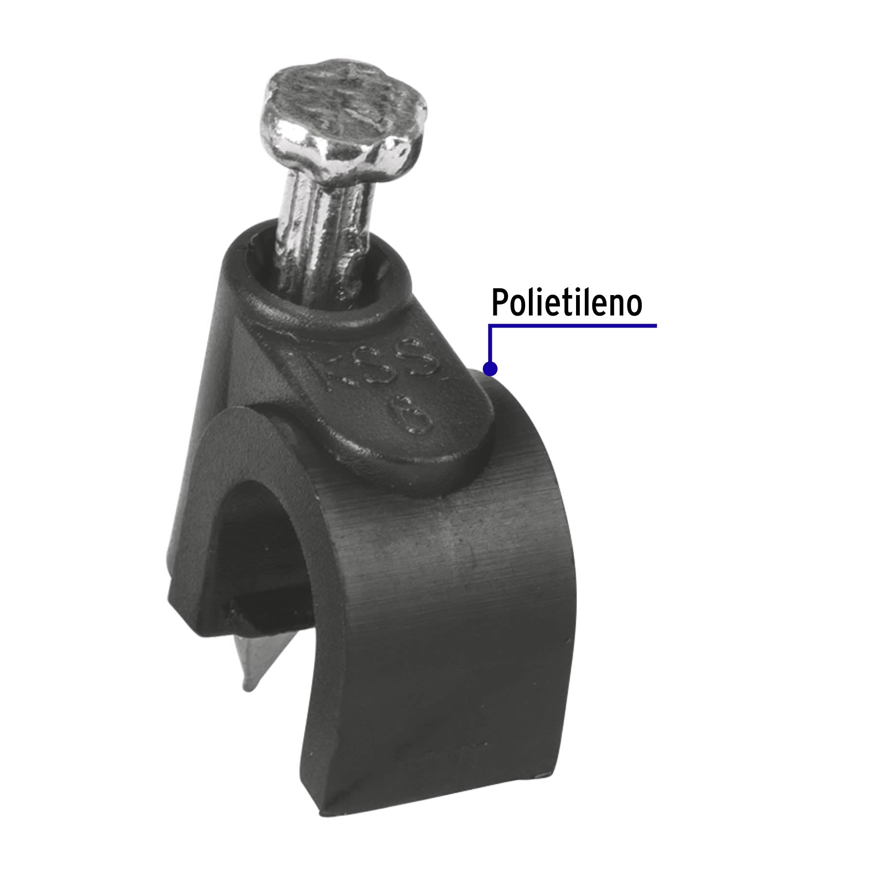 Bolsa con 20 grapas negras de 6 mm para cable redondo | GCU-6N | 48270