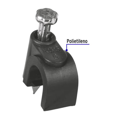 Bolsa con 20 grapas negras de 6 mm para cable redondo | GCU-6N | 48270