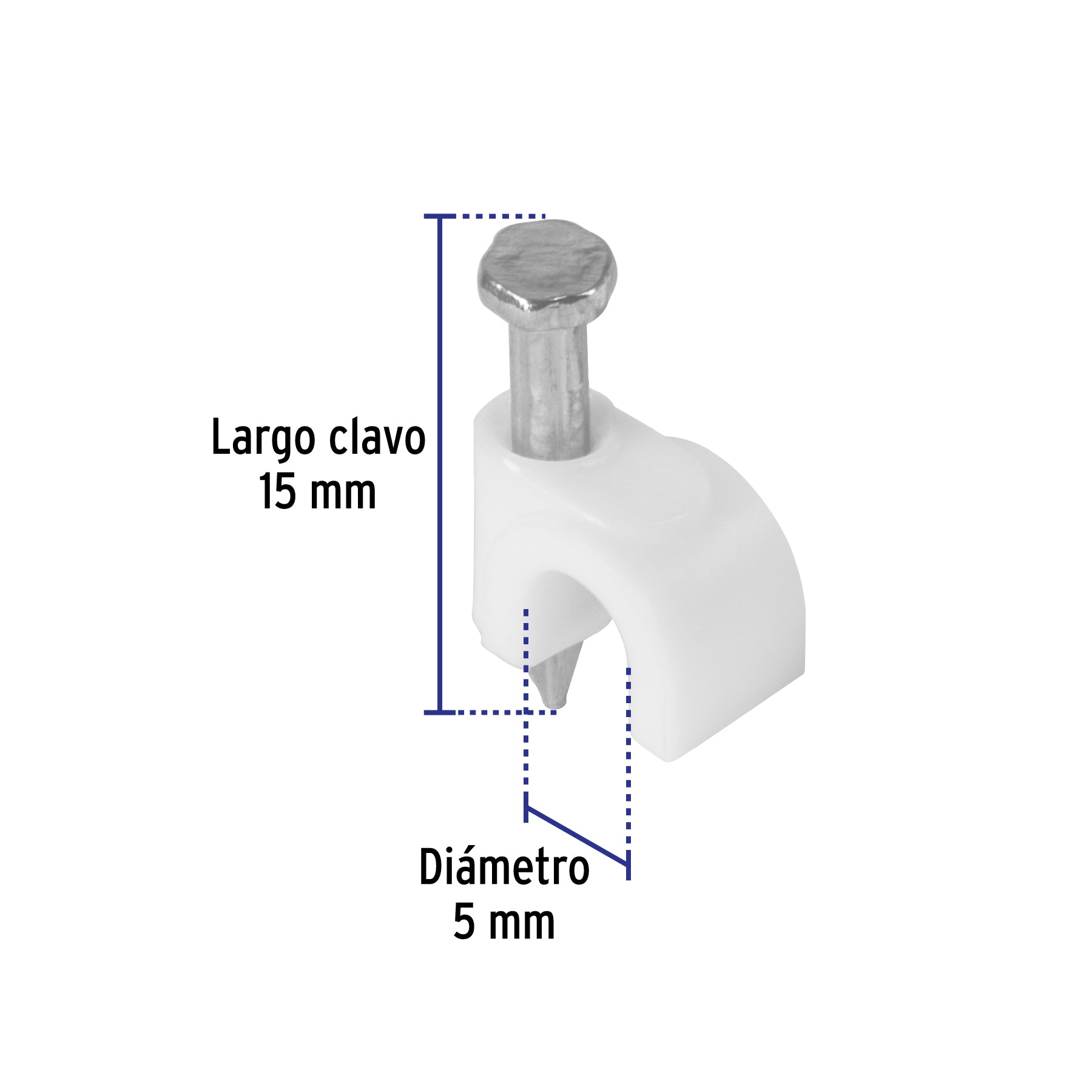 Bolsa con 20 grapas blancas de 5 mm para cable redondo | GCU-5B | 48271