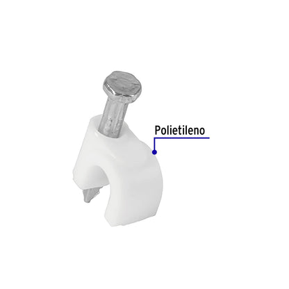 Bolsa con 20 grapas blancas de 5 mm para cable redondo | GCU-5B | 48271