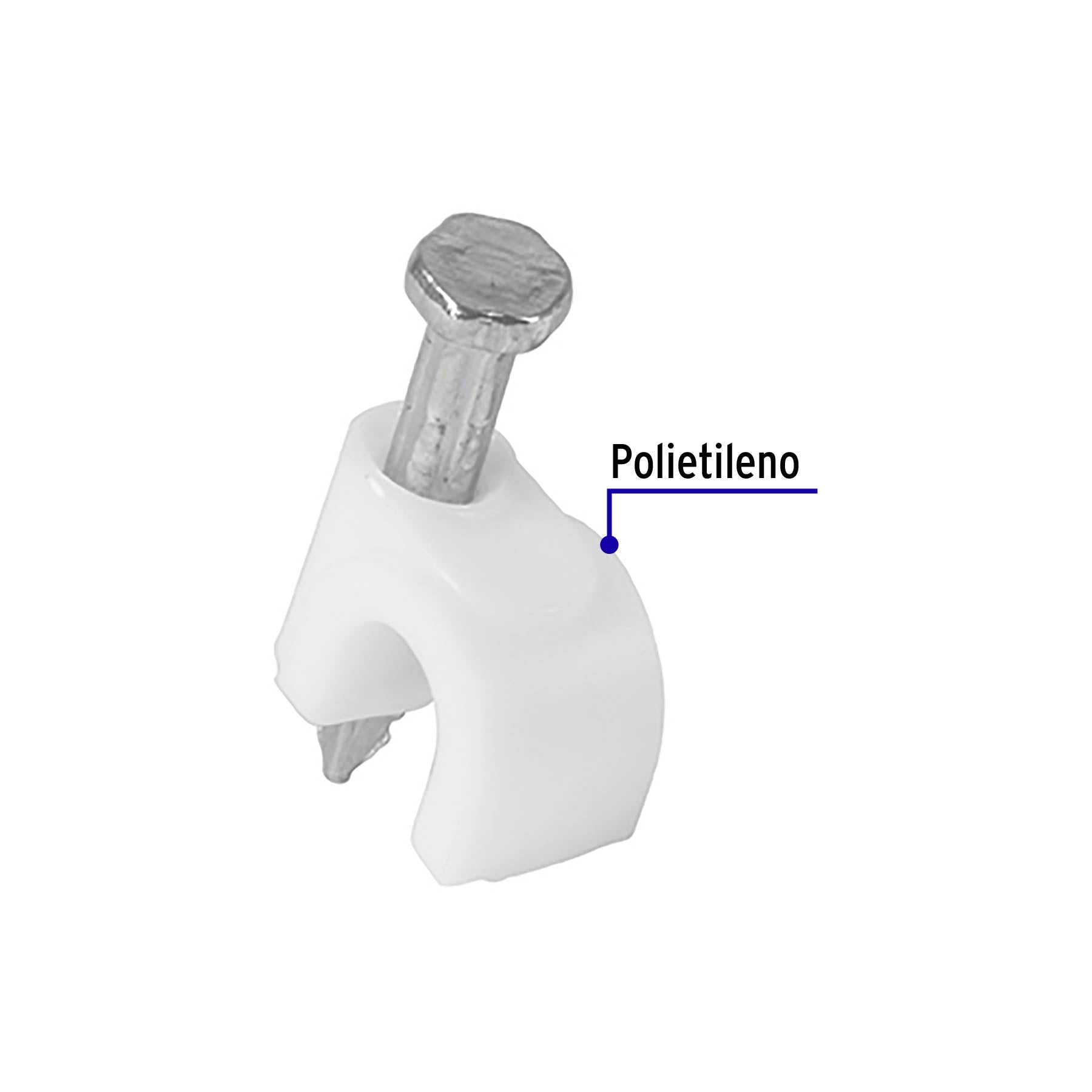 Bolsa con 20 grapas blancas de 6 mm para cable redondo | GCU-6B | 48272