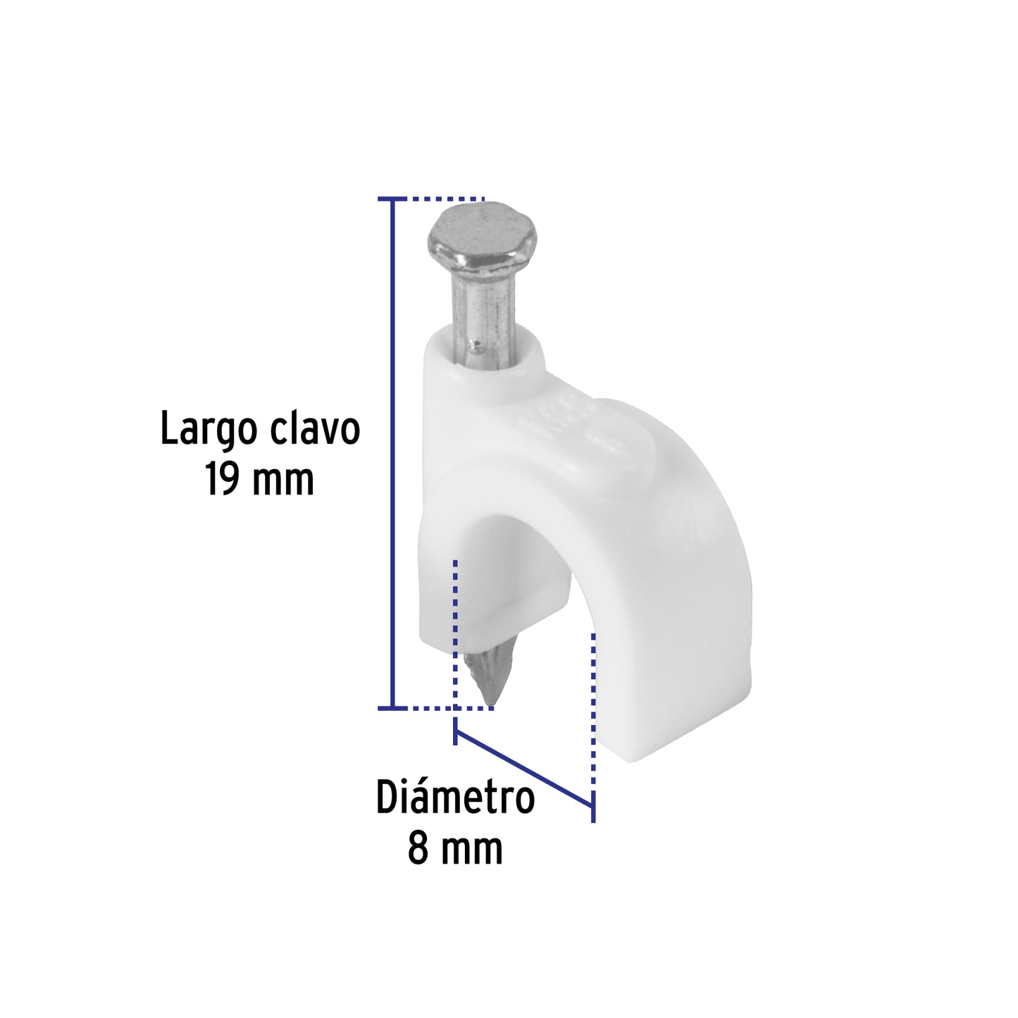 Bolsa con 20 grapas blancas de 8 mm para cable redondo | GCU-8B | 48273