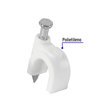 Bolsa con 20 grapas blancas de 8 mm para cable redondo | GCU-8B | 48273