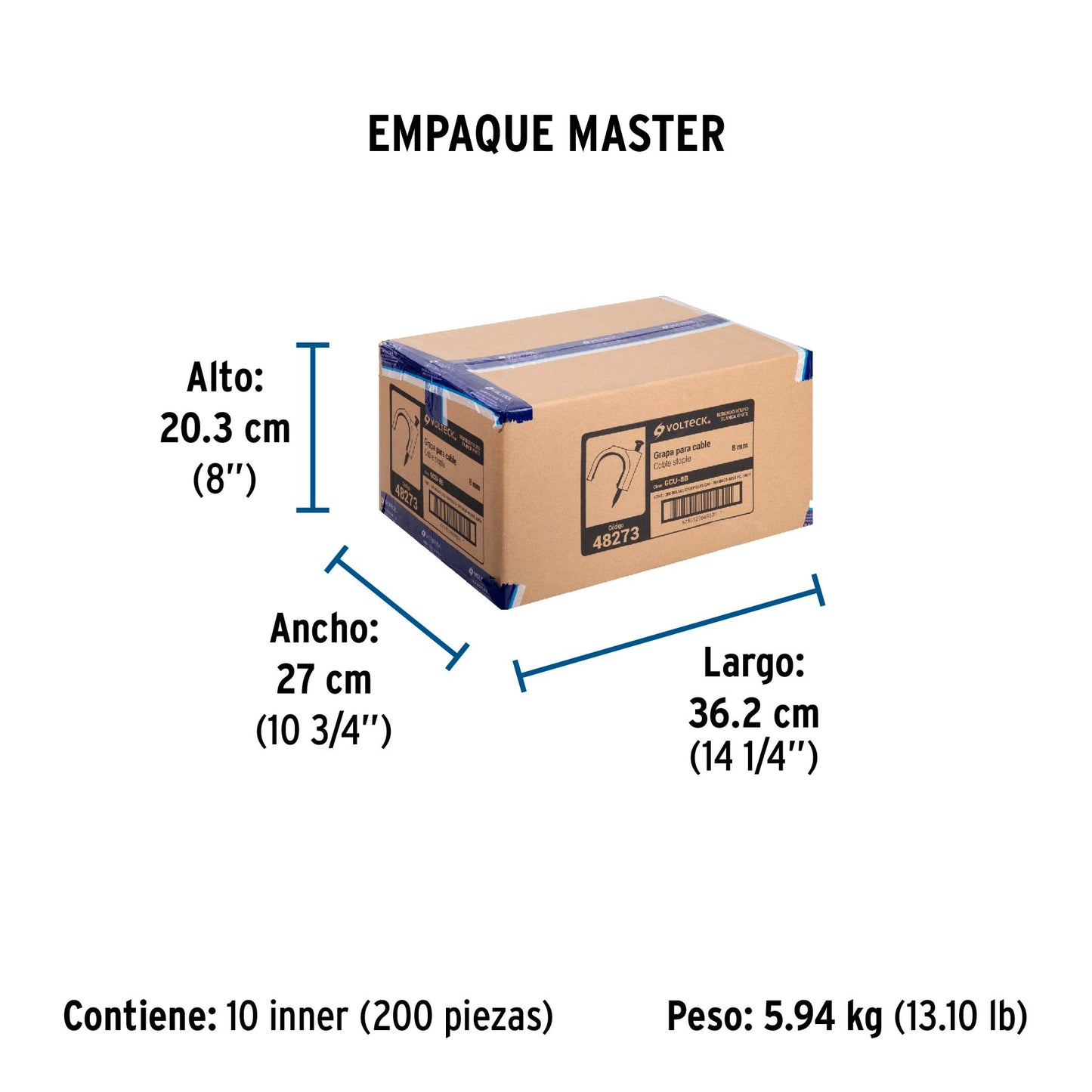 Bolsa con 20 grapas blancas de 8 mm para cable redondo | GCU-8B | 48273
