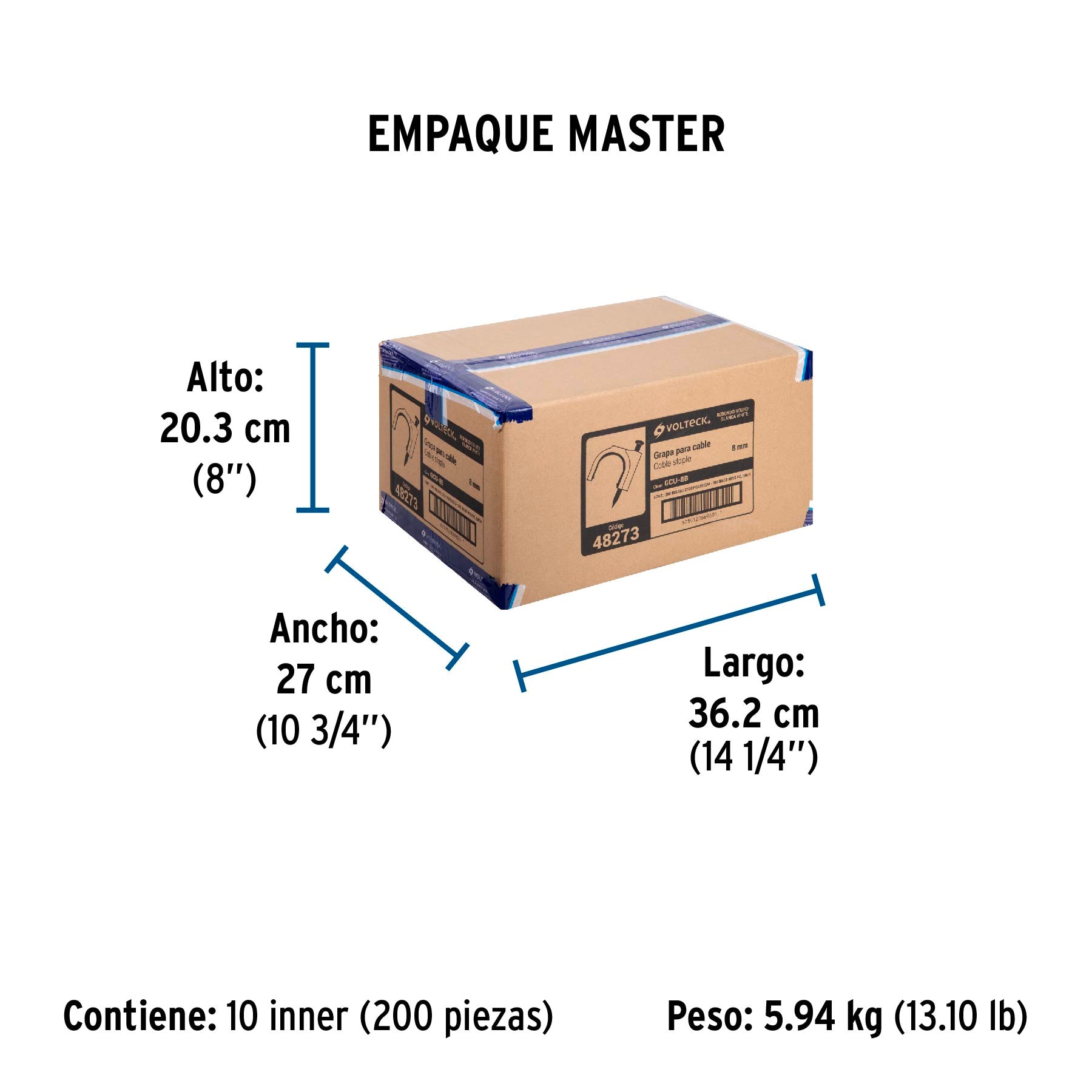 Bolsa con 20 grapas blancas de 8 mm para cable redondo | GCU-8B | 48273